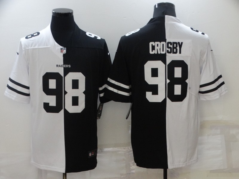 2021 Men Oakland Raiders #98 Crosby Blue white Half version Nike NFL Jerseys